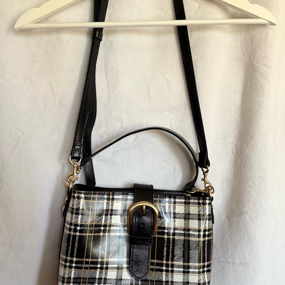 Patricia Nash Black and White Plaid Crossbody Bag